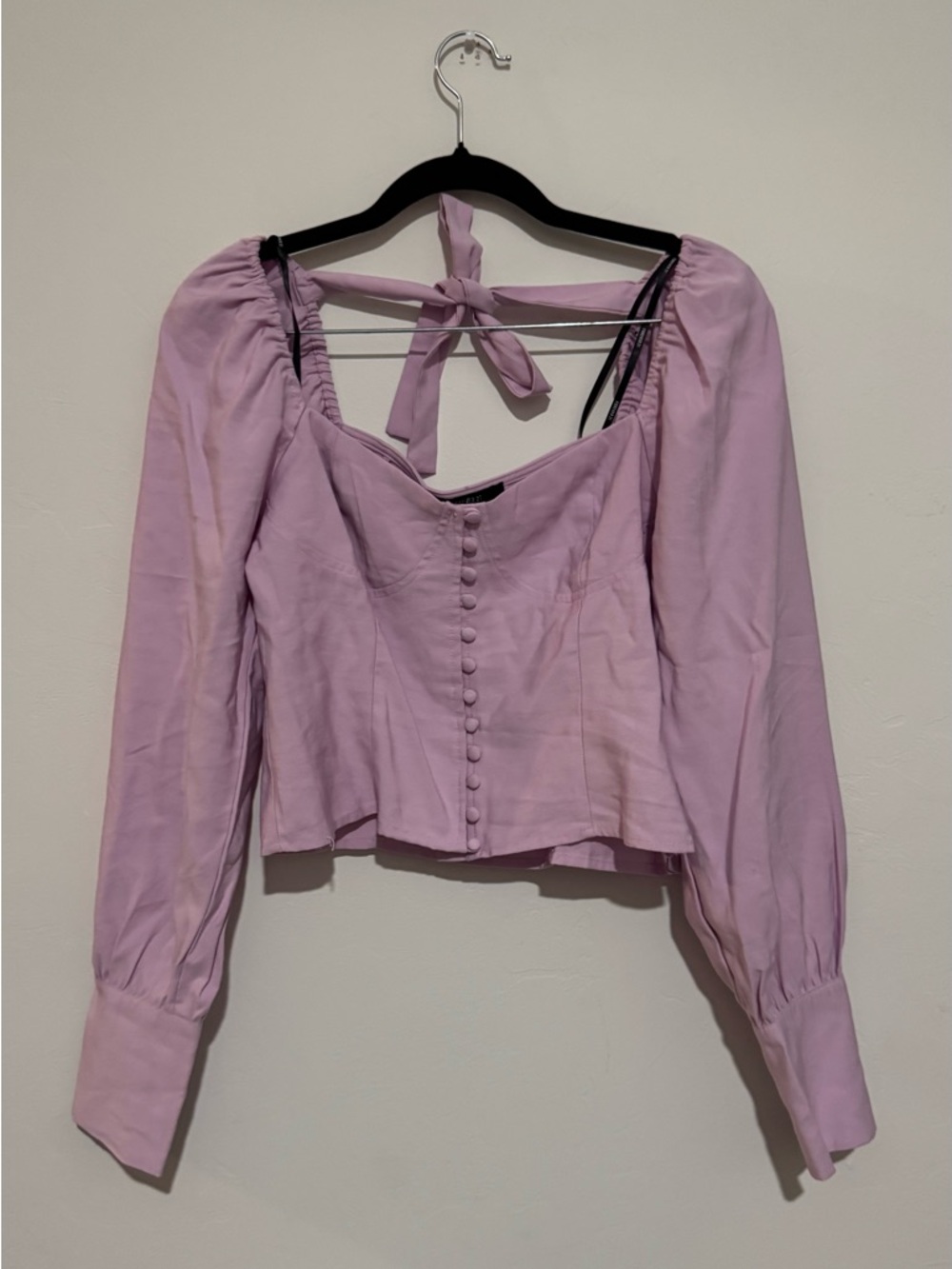 Forever 21 Lavender Long Sleeve Women’s Coquette Light Cute Button Up Blouse M